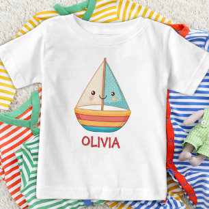 Söt nautisk färgrik segelbåt t shirt