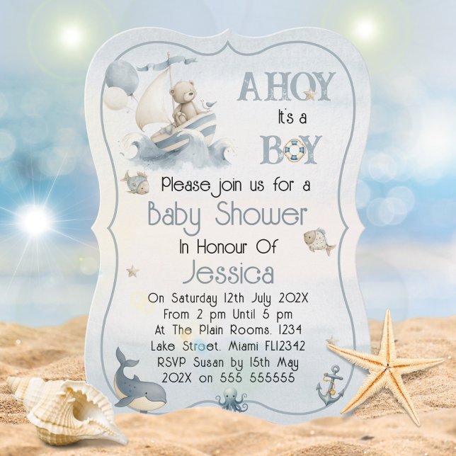 Söt nautisk pojke baby shower inbjudan (Skapare uppladdad)