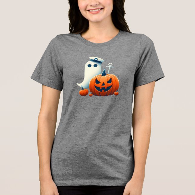Söt, nautisk/strand Halloween-ande/pumpa T Shirt (Framsida)