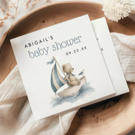 Söt nautisk teddybjörn pojke baby shower pappersservett