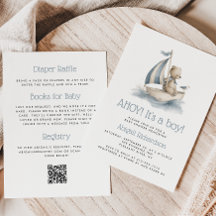 Söt nautisk teddybjörn QR-kod pojke baby shower