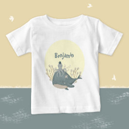 Söt nautisk val bläckfisk baby shower t shirt