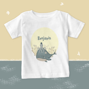 Söt nautisk val bläckfisk baby shower t shirt