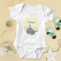 Söt nautisk val bläckfisk babyfest