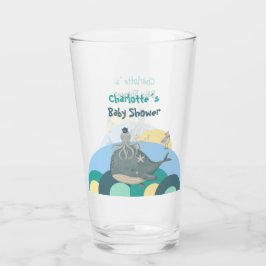 Söt nautisk val bläckfisk grön babyshower glaskopp