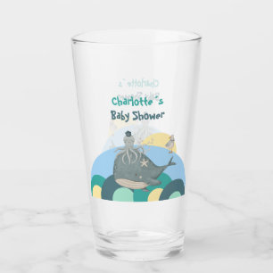 Söt nautisk val bläckfisk grön babyshower glaskopp