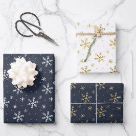 Söt Navy Blue jul Snowflake Trio Mix