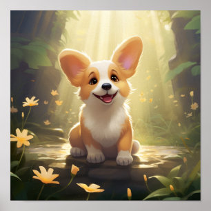 Söt nedladdningsbar Welsh Corgi Poster