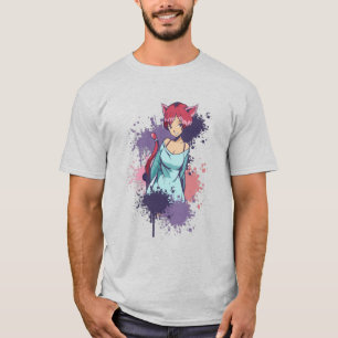 Söt Neko Flicka - Cherry Kattflicka T Shirt