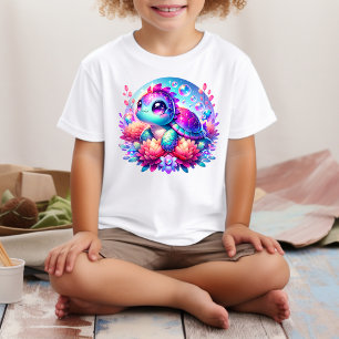 Söt Neon-Bebis Havssköldpadda Illustration T-Shirt