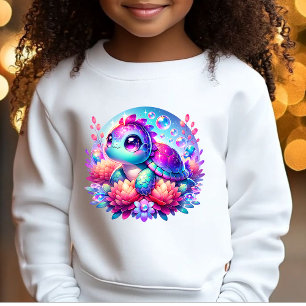 Söt Neon-Bebis Havssköldpadda Illustration T-Shirt