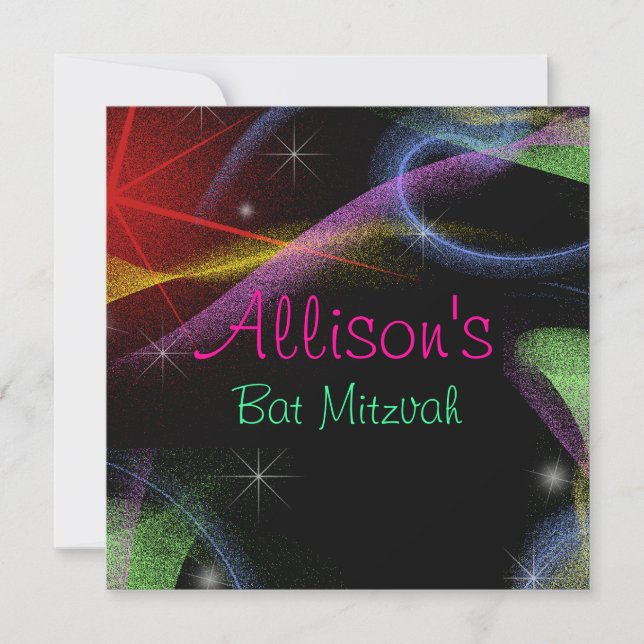 Söt Neon Ljus, Bat mitzvah inbjudan (Framsida)
