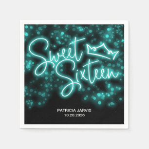 Söt Neon Teal Neon Glow Mörk Party Pappersservett