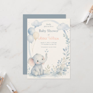 Söt neutral baby boy shower-mall inbjudningar