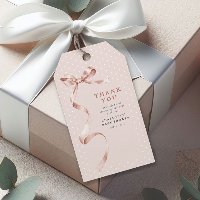 Söt Neutral Båge Band Flicka Bebis Shower Presentetikett (Skapare uppladdad)