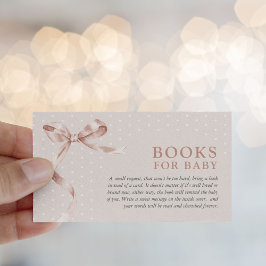 Söt neutral båge bok begäran baby shower tilläggskort