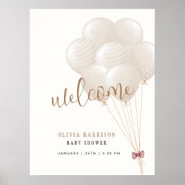 Söt neutral boho ballong baby shower välkomstskylt poster