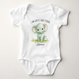 Söt neutral grön elefant Jag är skonsam och stark T Shirt