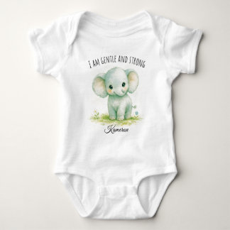 Söt neutral grön elefant Jag är skonsam och stark T Shirt