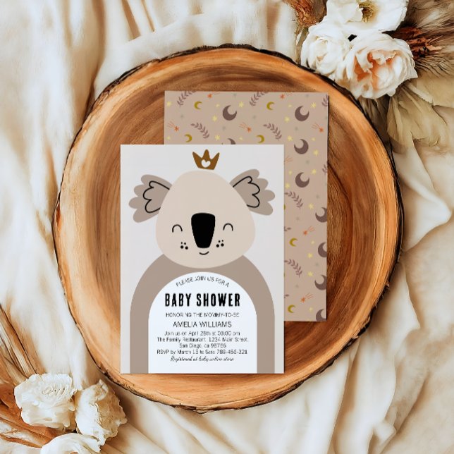 Söt Neutral Koala Boho Bebis Shower Inbjudningar (Skapare uppladdad)