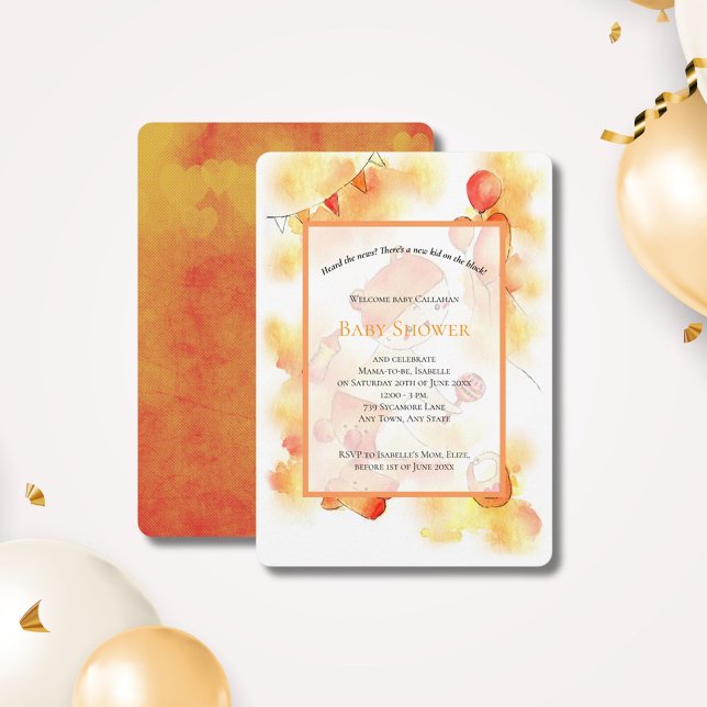 Söt neutral orange baby shower-inbjudan inbjudningar (Skapare uppladdad)