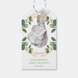 Söt Neutralt Elephant Greenery Guld Baby Shower Presentetikett
