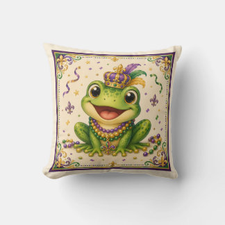 Söt New Orleans Mardi Gras Groda Kastkudde Kudde