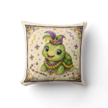 Söt New Orleans Mardi Gras Sköldpadda Kastkudde