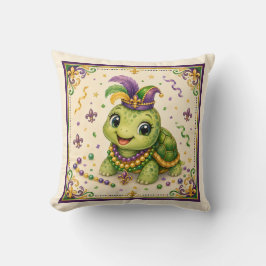 Söt New Orleans Mardi Gras Sköldpadda Kastkudde Kudde