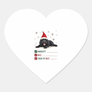 Söt Newfoundland Hund Jul Busig Snäll Försökte Hjärtformat Klistermärke