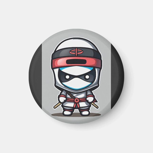 Söt Ninja Cartoon Illustration – Teckning Bok S Magnet (Framsidan)