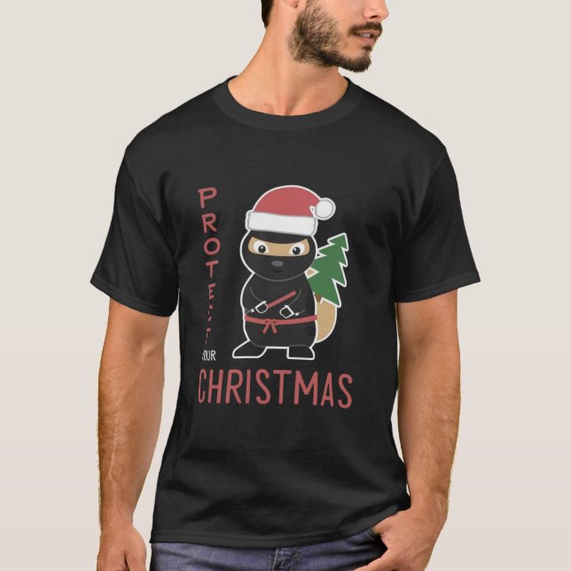 Söt Ninja-Ekorre – Perfekt Högtidsdesign T Shirt (Framsida)