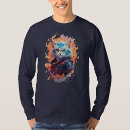 Söt Ninja Katt Krigare Design T Shirt