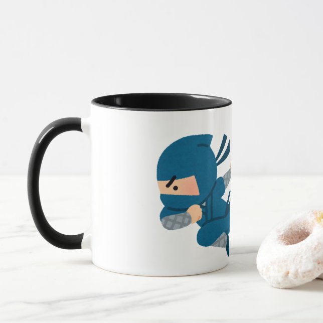 Söt Ninja-mugg | Rolig Tecknad Ninja Kaffemugg | (Med munk)