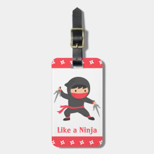 Söt Ninja Pojke med Sai Vapen för Barn Bagagebricka