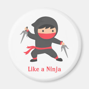 Söt Ninja-pojke med Sai-vapen för barn Magnet