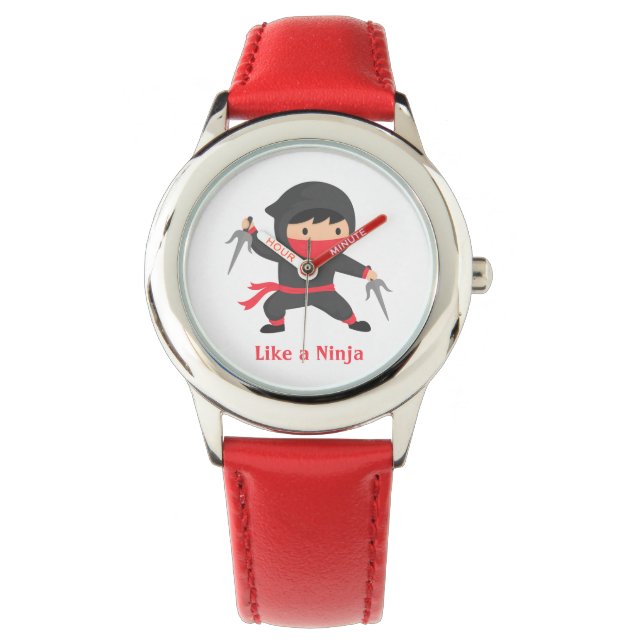 Söt Ninja Pojke med Sai Vapen Pojkars Ur Armbandsur (Framsida)