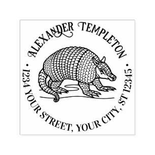 Söt Niobandad Armadillo Namn Returadress Självfärgande Stämpel