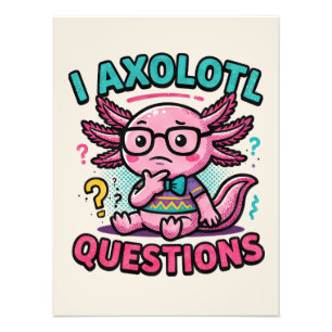 Söt nörd-axolotl I Axolotl-frågetecken Meme Fototryck
