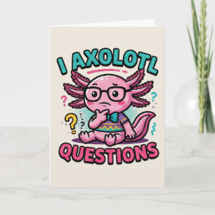 Söt nörd-axolotl I Axolotl-frågetecken Meme Kort