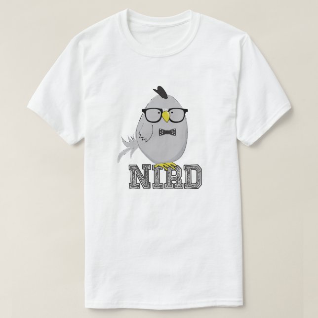 Söt nörd-fågel t shirt (Design framsida)