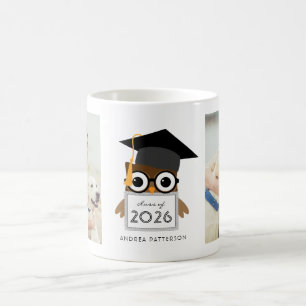 Söt nördig examen uggla två foto examensmugg kaffemugg