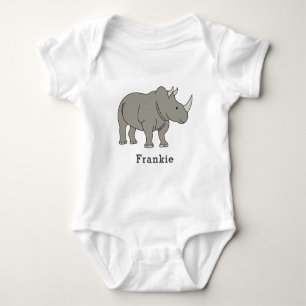 Söt Noshörning Unik Pojke Personligt Anpassat Namn T Shirt