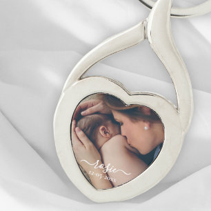 Söt nostalgic Baby Photo Heartfilt Twisted Heart Silverfärgad Nyckelring