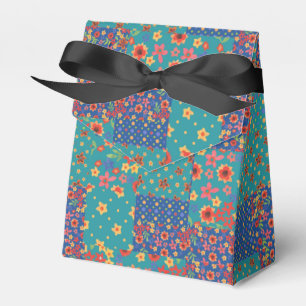 Söt Nostalgic Faux Patchwork Tält Favor Box Presentaskar