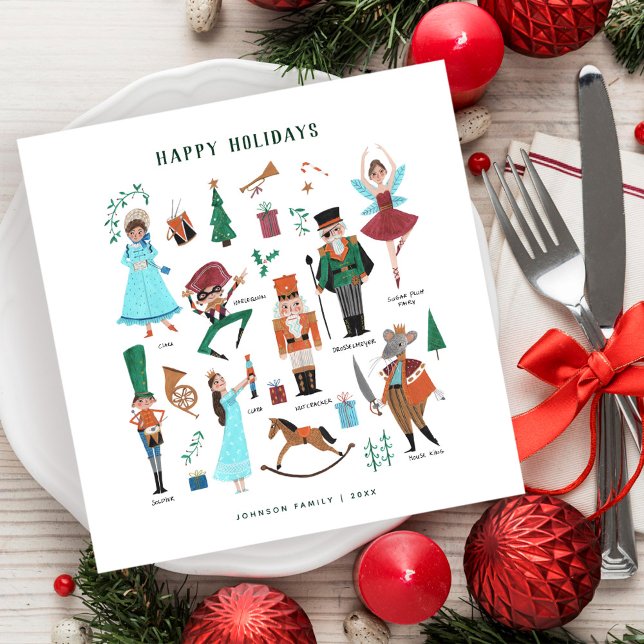 Söt nötknäppare balett jul pappersservett (Cute nutcracker ballet Christmas Napkins)