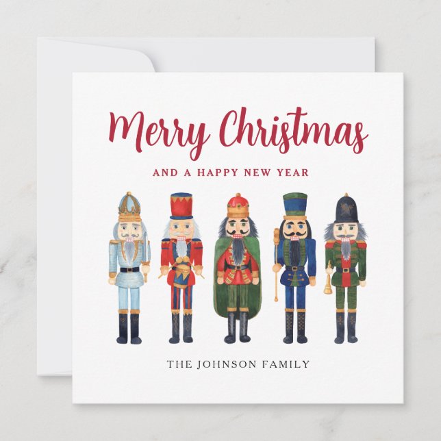 Söt nötknäppare God Jul fyrkantig Julkort (Framsida)