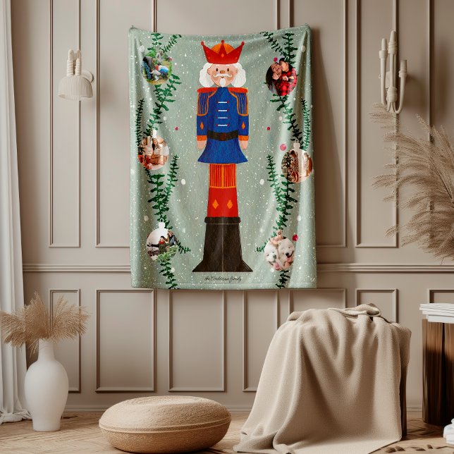 Söt nötknäppare jul foto collage familj fleecefilt (Skapare uppladdad)