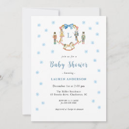 Söt nötknäppare monogram emblem Pojke Baby shower Inbjudningar