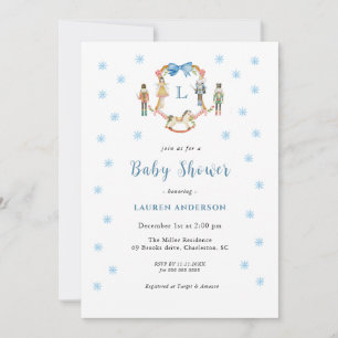 Söt nötknäppare monogram emblem Pojke Baby shower Inbjudningar